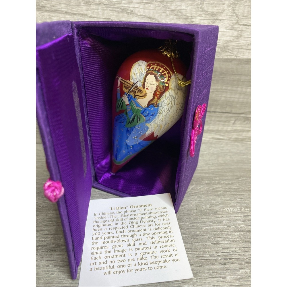 Pier 1 Imports Li Bien Christmas Angel Violin Red Glass Teardrop Ornament 2017